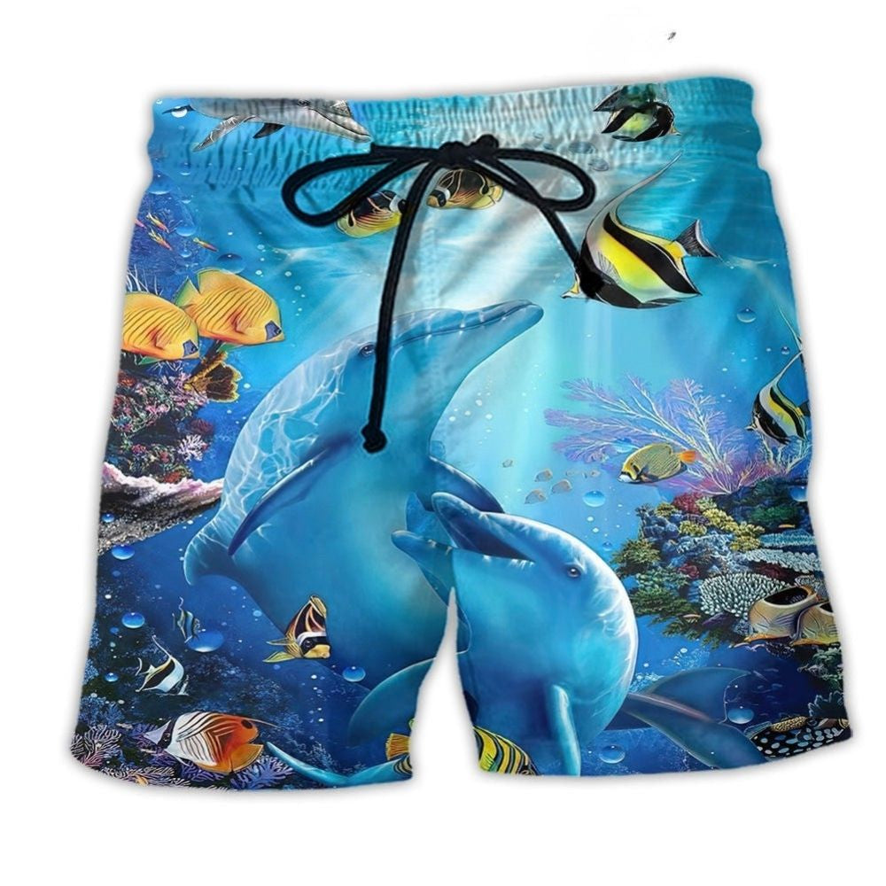 Dolphin Amazing Ocean Blue - Beach Short