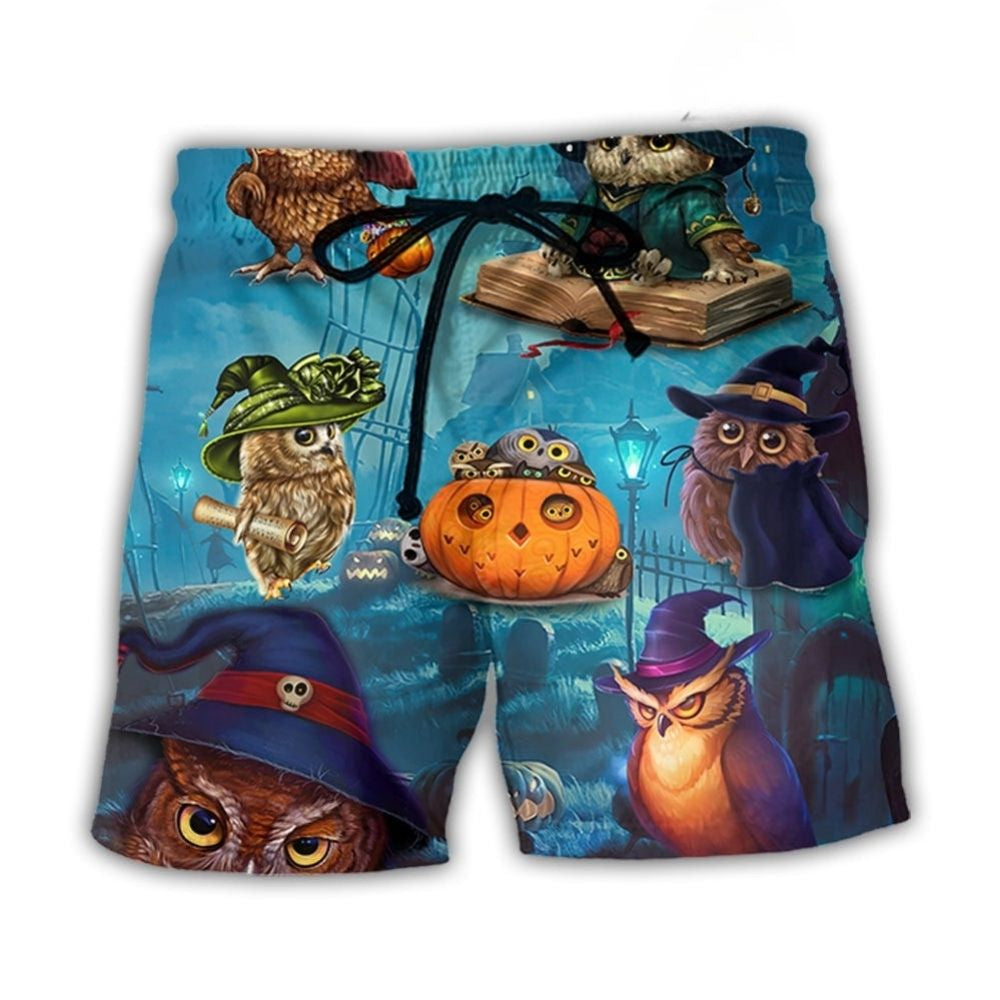 Halloween Owl Witch Night Sky - Beach Short