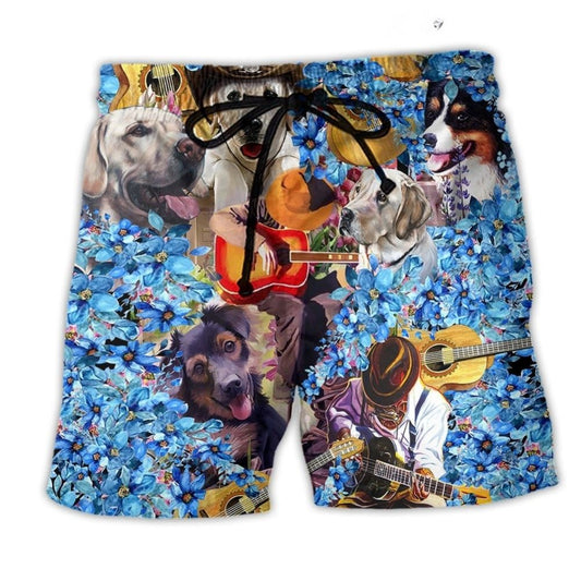 Guitar Dog Music Lover Humor – Beach Short