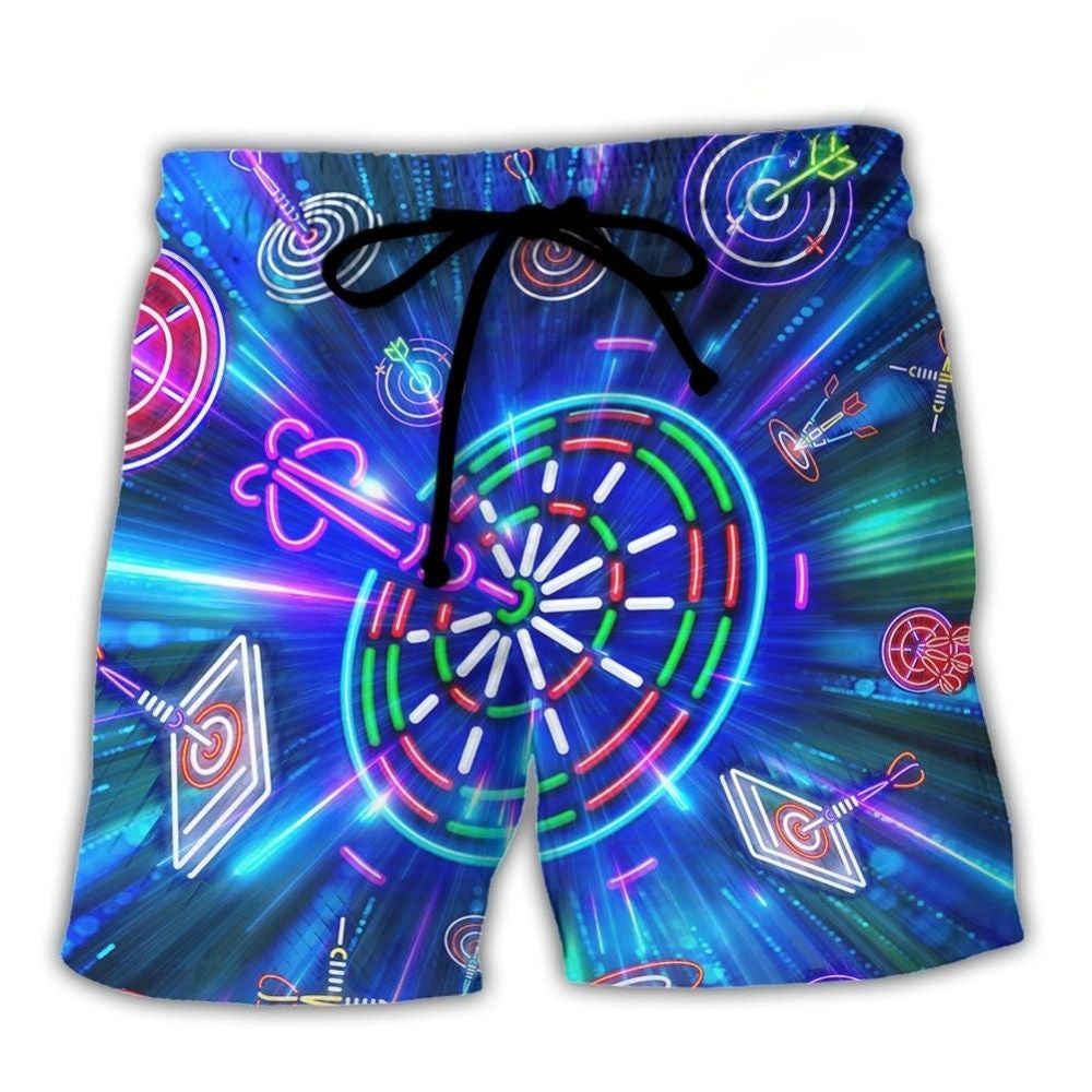 Neon Darts Game Night Art – Beach Short