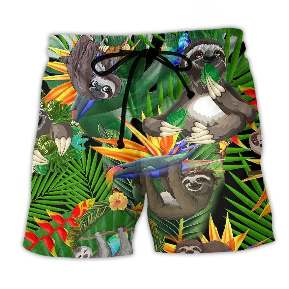 Sloth Happy Tropical Summer Vibes – Beach Short