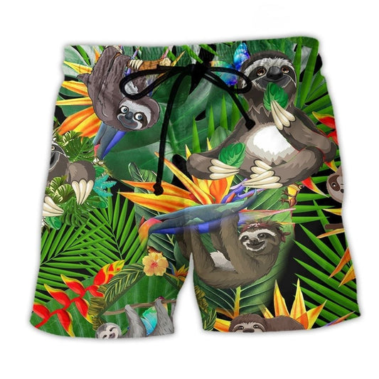 Sloth Happy Tropical Summer Vibes – Beach Short