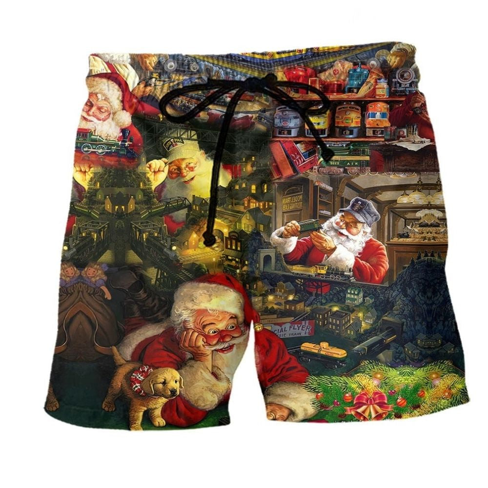 Merry Xmas Santa Toy Factory - Beach Short