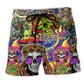 Hippie Rock And Roll Skull Cool Art - Beach Short