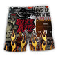 Rock Music Red Flame Energy - Beach Short