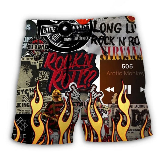 Rock Music Red Flame Energy - Beach Short