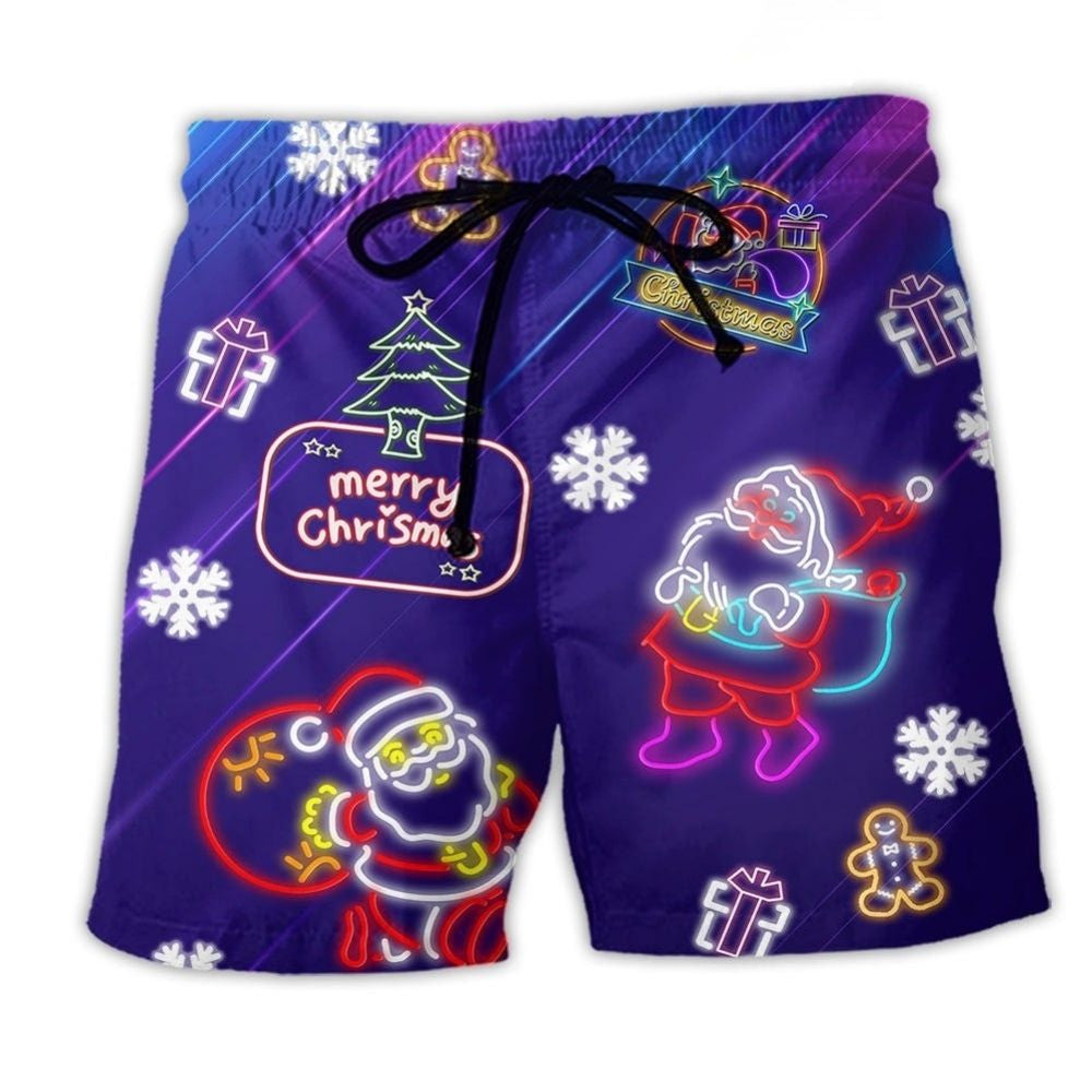 Christmas Santa Neon Party Lights – Beach Short