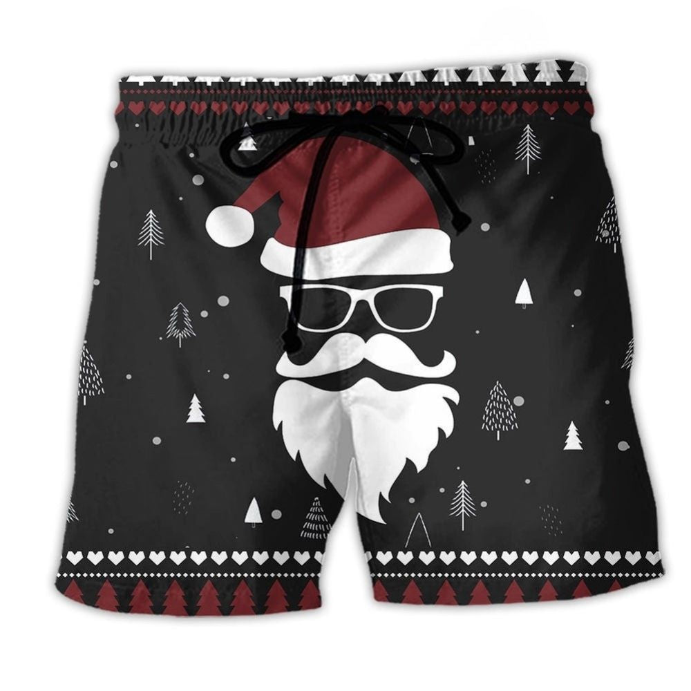 Vintage Rooftop Santa Holiday Dark Art – Beach Short
