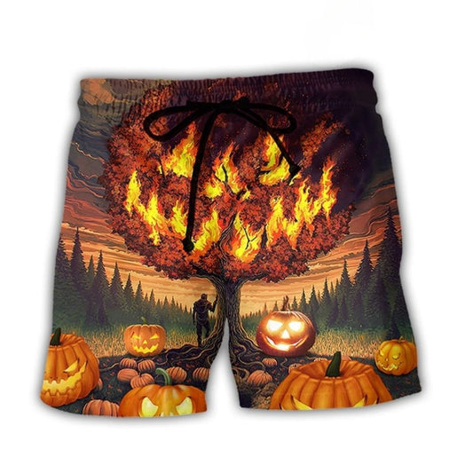 Halloween Burning Pumpkin Ghost Style – Beach Short