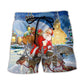 Christmas Santa Reindeer Holiday Art – Beach Short