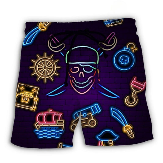 Neon Pirate Art – Beach Short