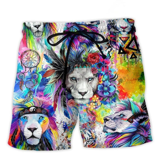 Colorful Lion Painting Cool – Beach Short