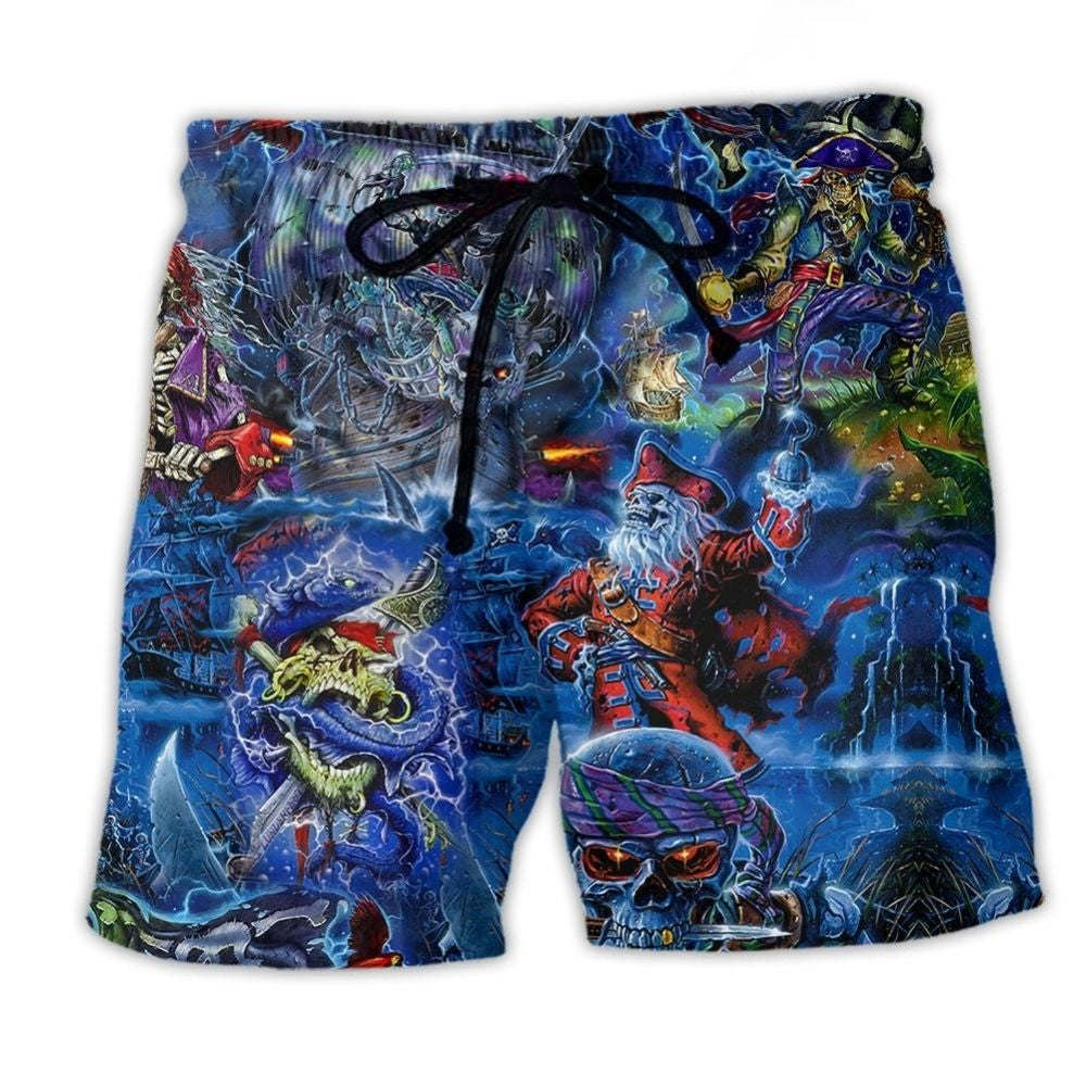 Pirate Work Like A Captain Blue Nautical – Beach Short