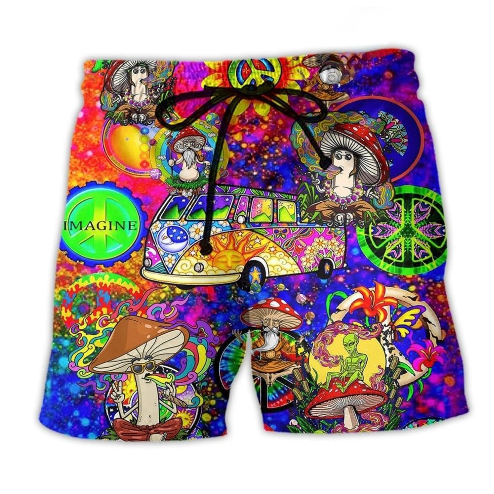 Hippie Mushroom Peace Color - Beach Short