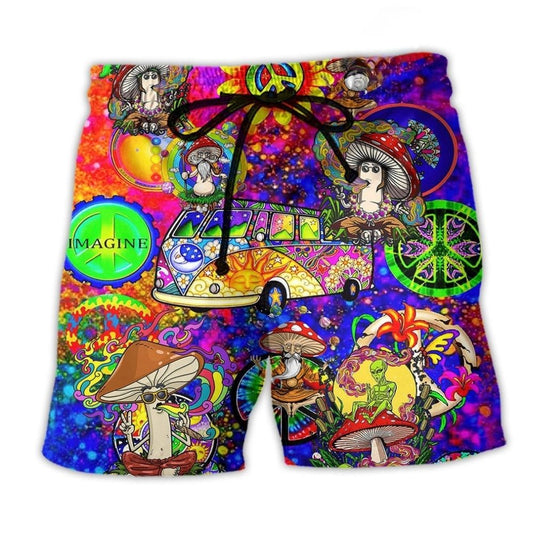 Hippie Mushroom Peace Color - Beach Short