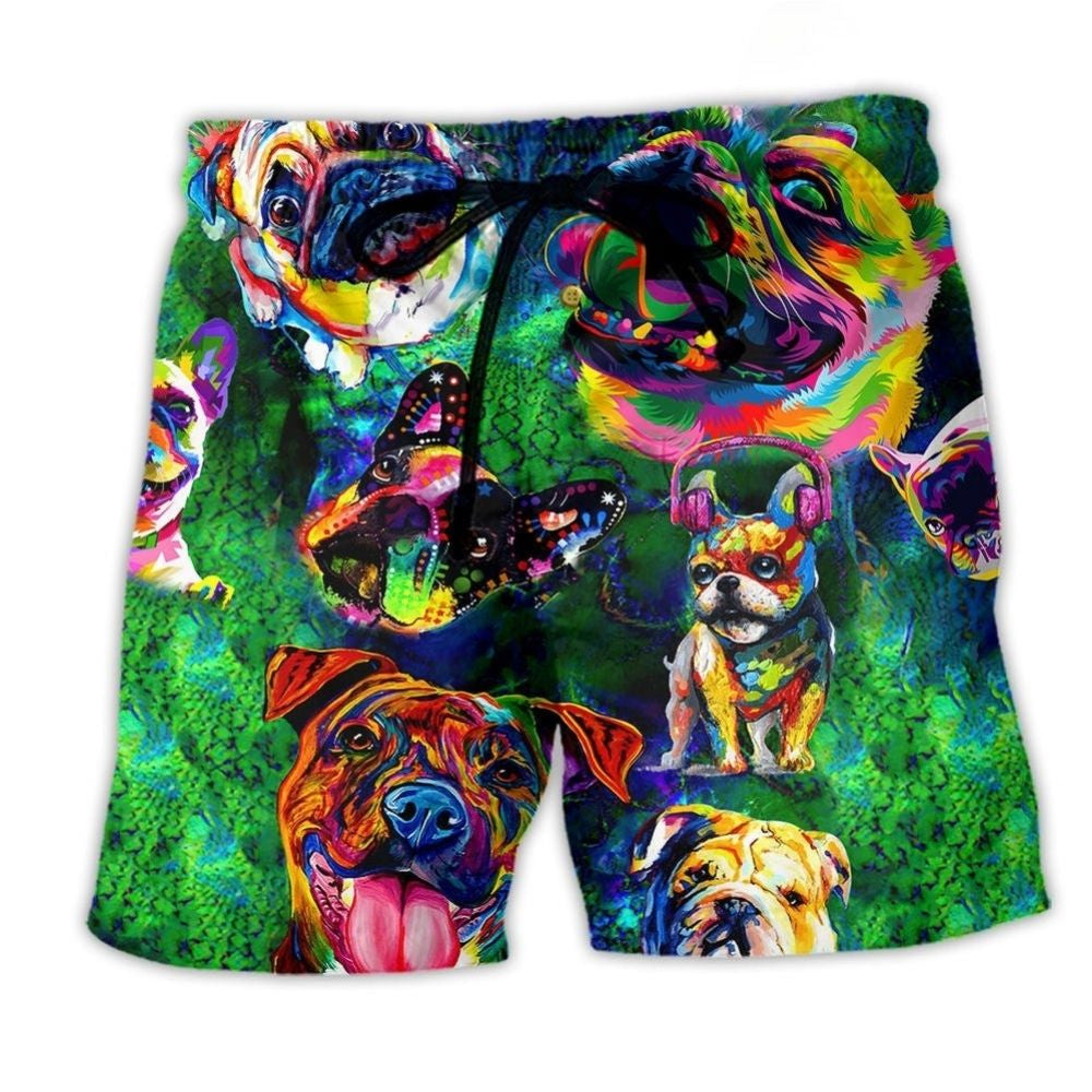 Pitbull Peace Love Colorful – Beach Short