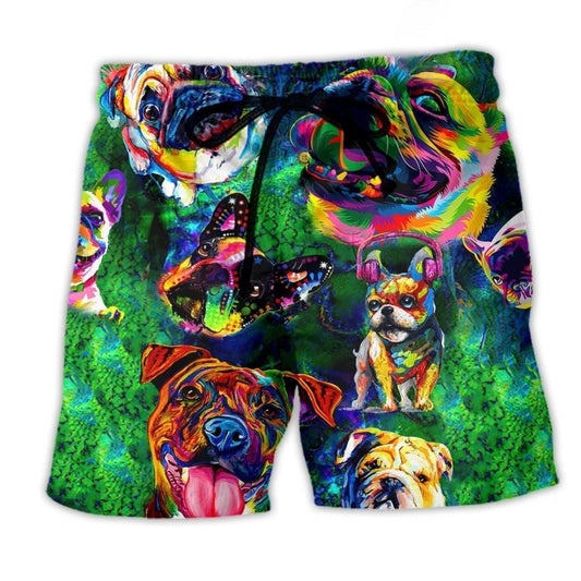Pitbull Peace Love Colorful – Beach Short