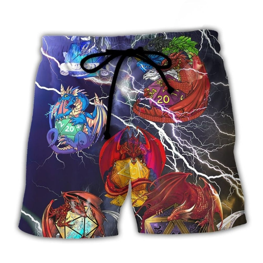 Fantasy Dragon Dice Thunder Art – Beach Short