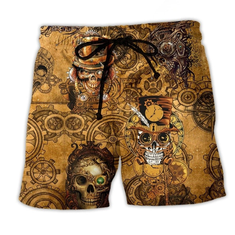 Vintage Mechanical Skull Art – Beach Short