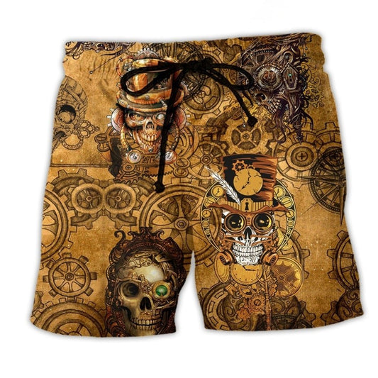 Vintage Mechanical Skull Art – Beach Short