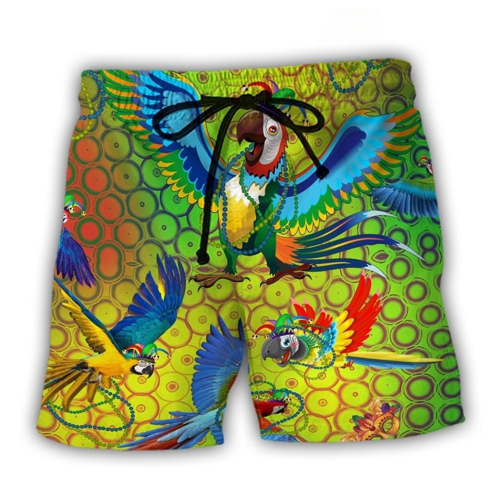 Mardi Gras Parrot Color Style – Beach Short
