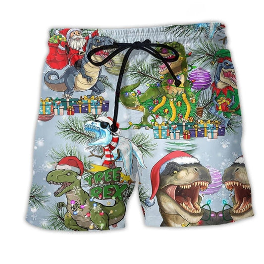 Dinosaurs Merry Xmas Colorful - Beach Short