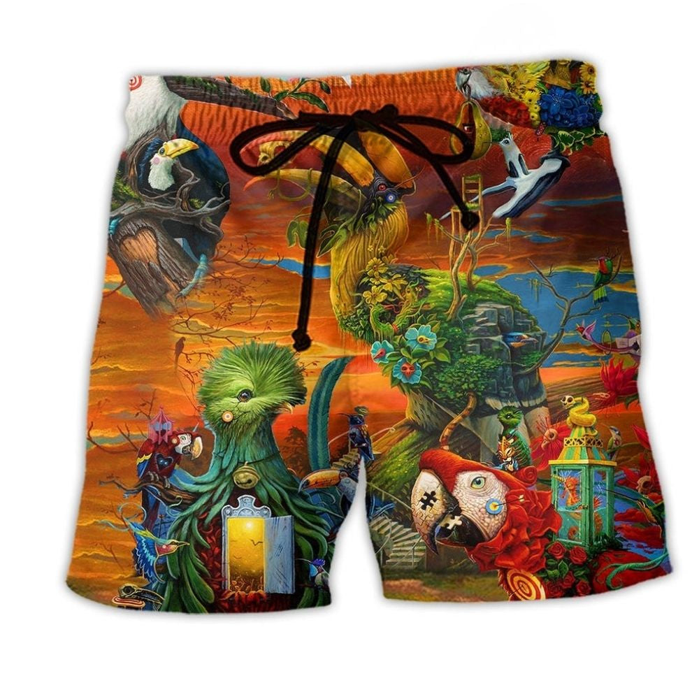 Parrot Stand Out From The Flock Art – Beach Short