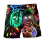 Skull Colorful Glowing Art – Beach Short