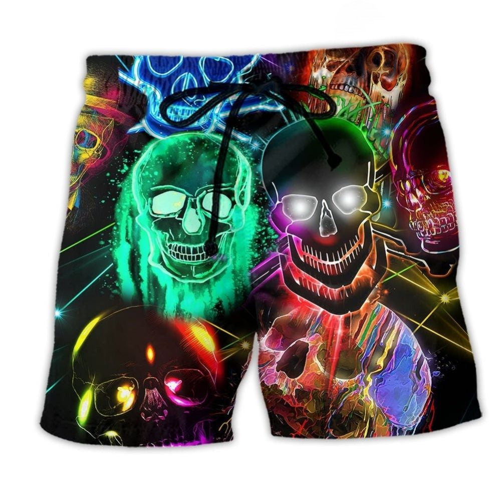 Skull Colorful Glowing Art – Beach Short