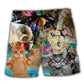 Funny Galaxy Cat Art – Beach Short
