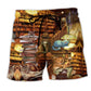Book And Cat Happiness Art – Beach Short