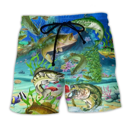 Fishing Real Men Fishing Blue Green - Beach Short