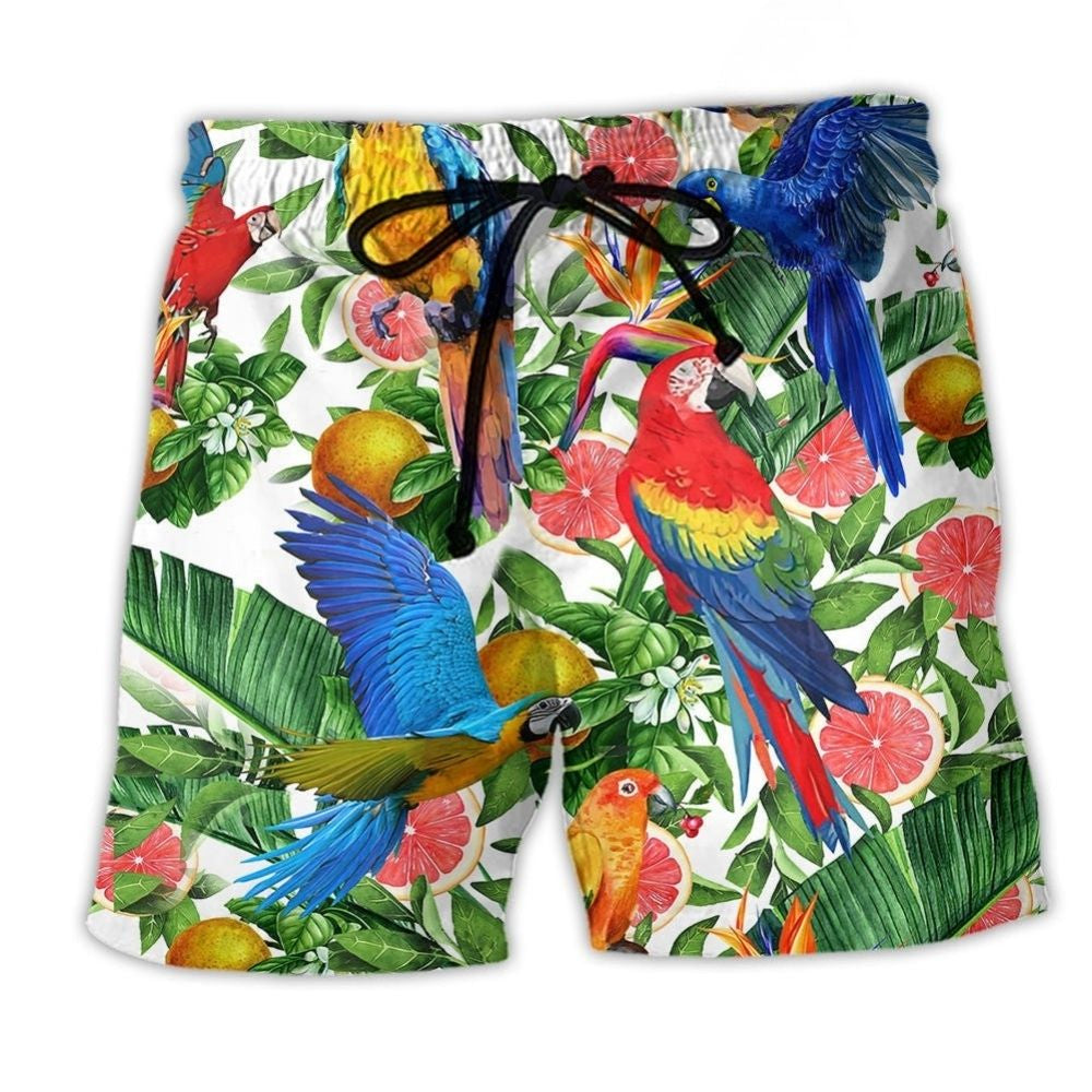Parrot Red Grapefruit Inspired Colorful Art – Beach Short