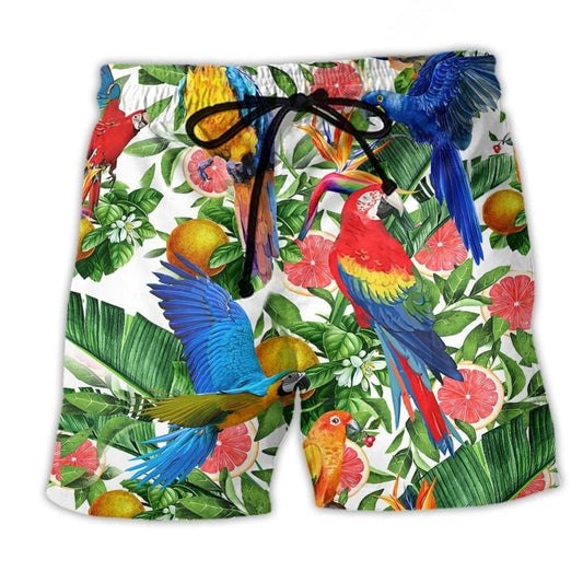 Parrot Red Grapefruit Inspired Colorful Art – Beach Short