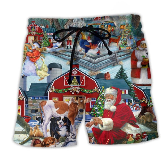 Christmas Santa Loves Animals – Beach Short