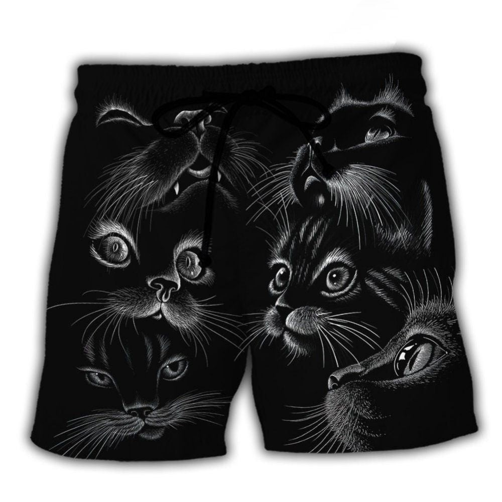Awesome Black Cat Style Art – Beach Short