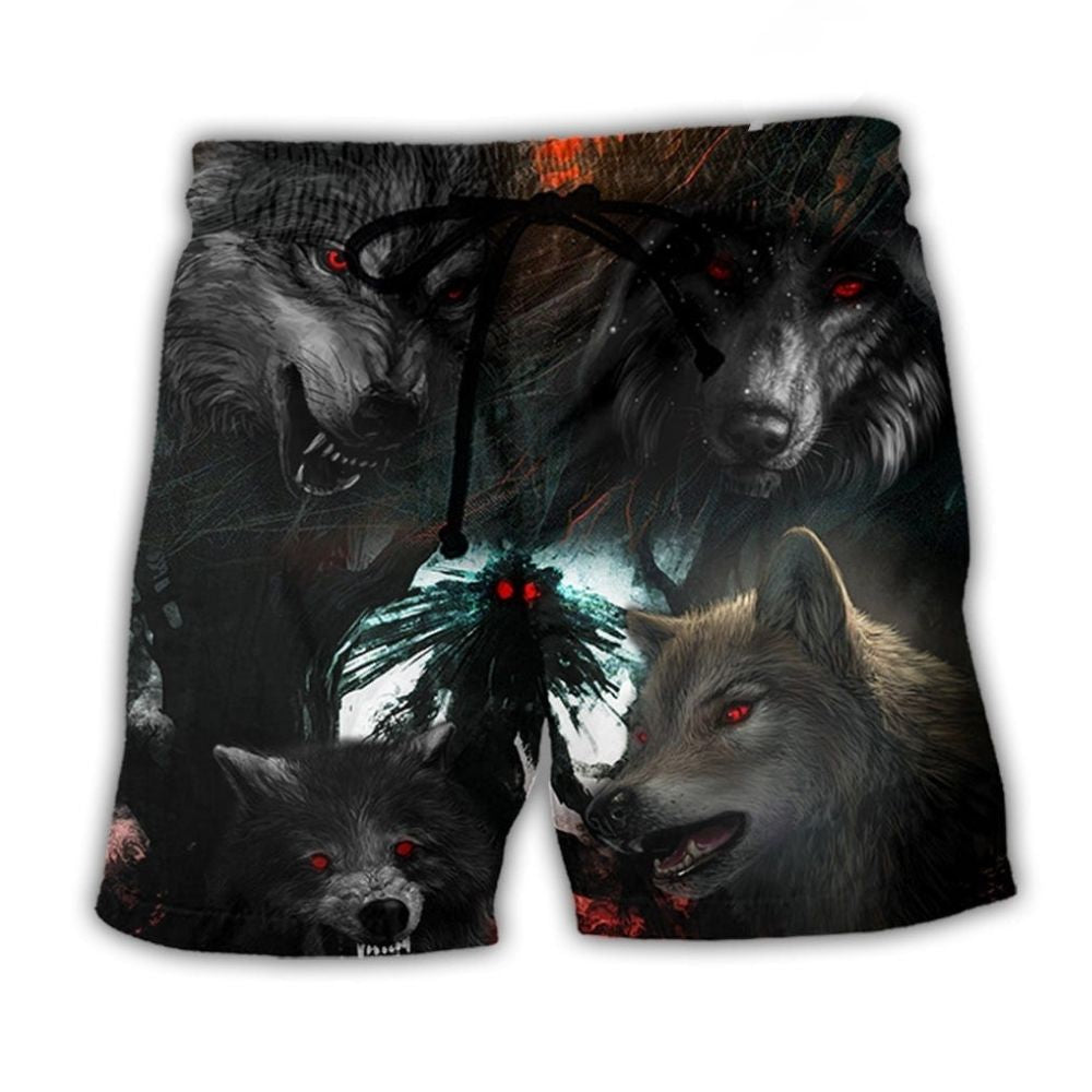 Halloween Black Wolf Dark Art - Beach Short