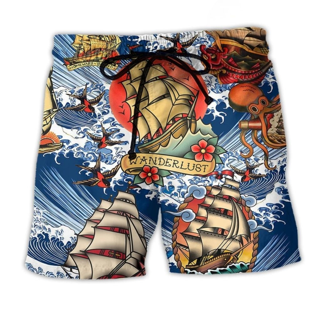 Sailing Stars Kiss The Ocean Art – Beach Short