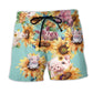 Pig Sunflower Animal Love Art - Beach Short