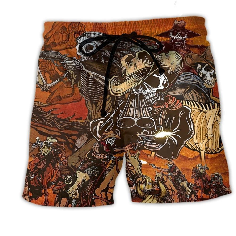 Cowboy Skull Classic War Style - Beach Short