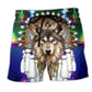 Native Wolf Merry Christmas Winter Art – Beach Short