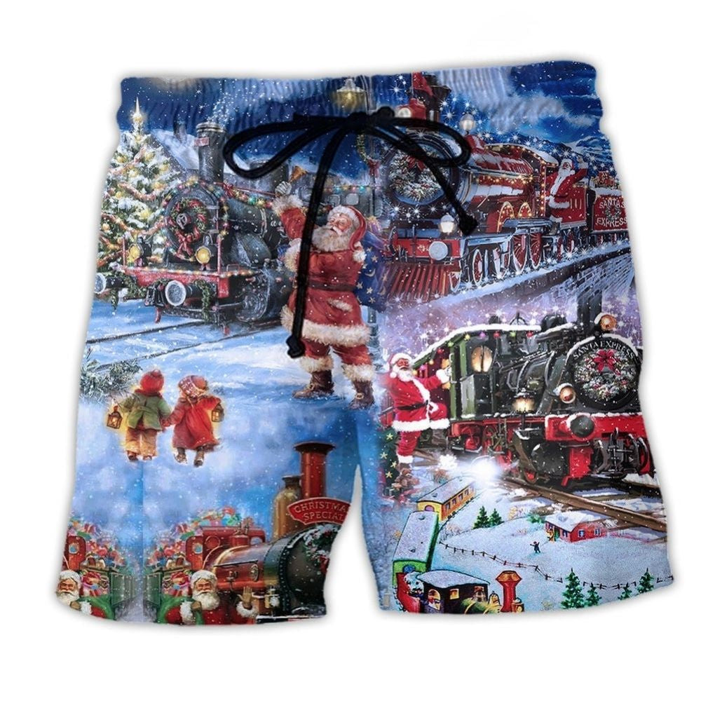Christmas Santa Train Happiness – Beach Short