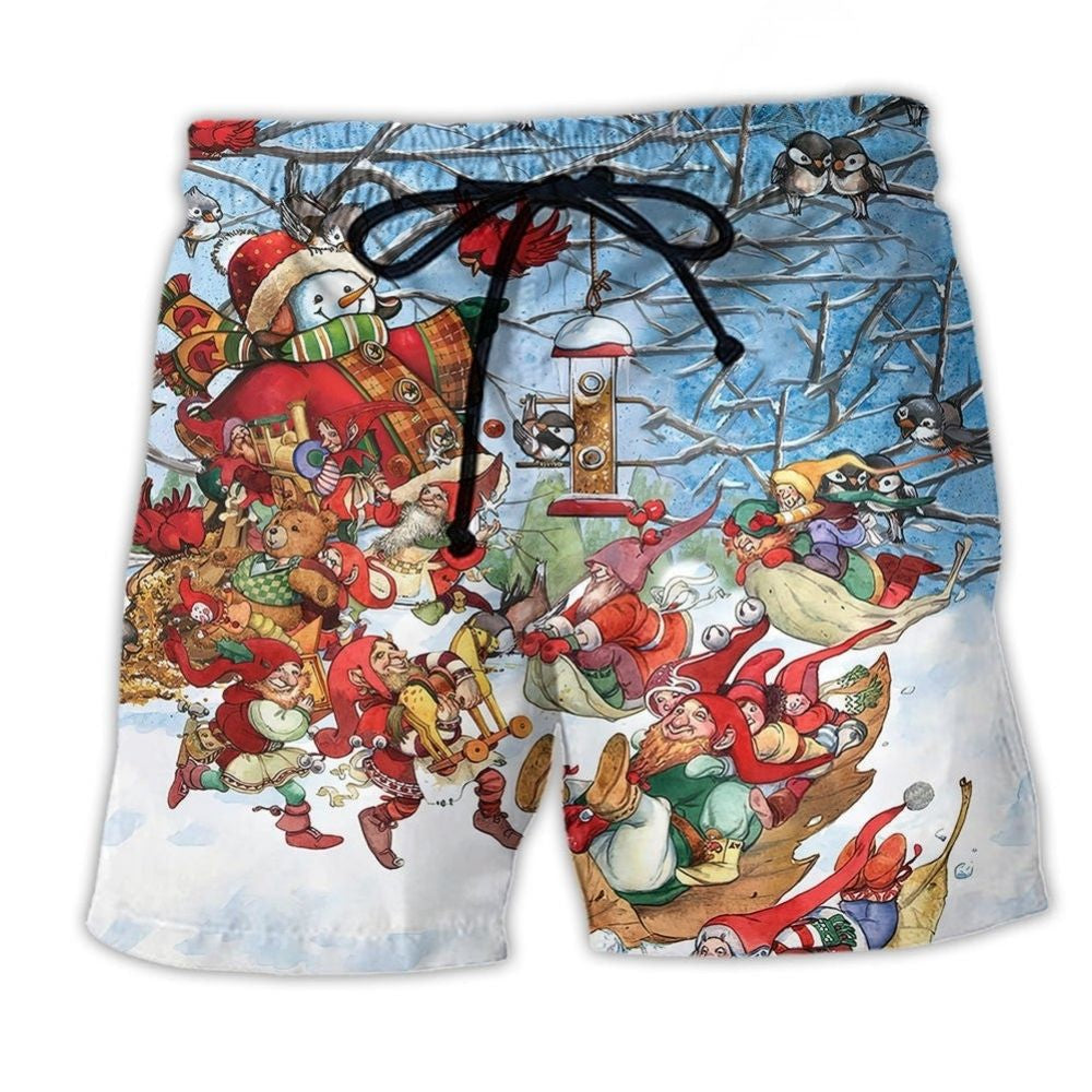 Christmas Gnome Winter Playful Art – Beach Short