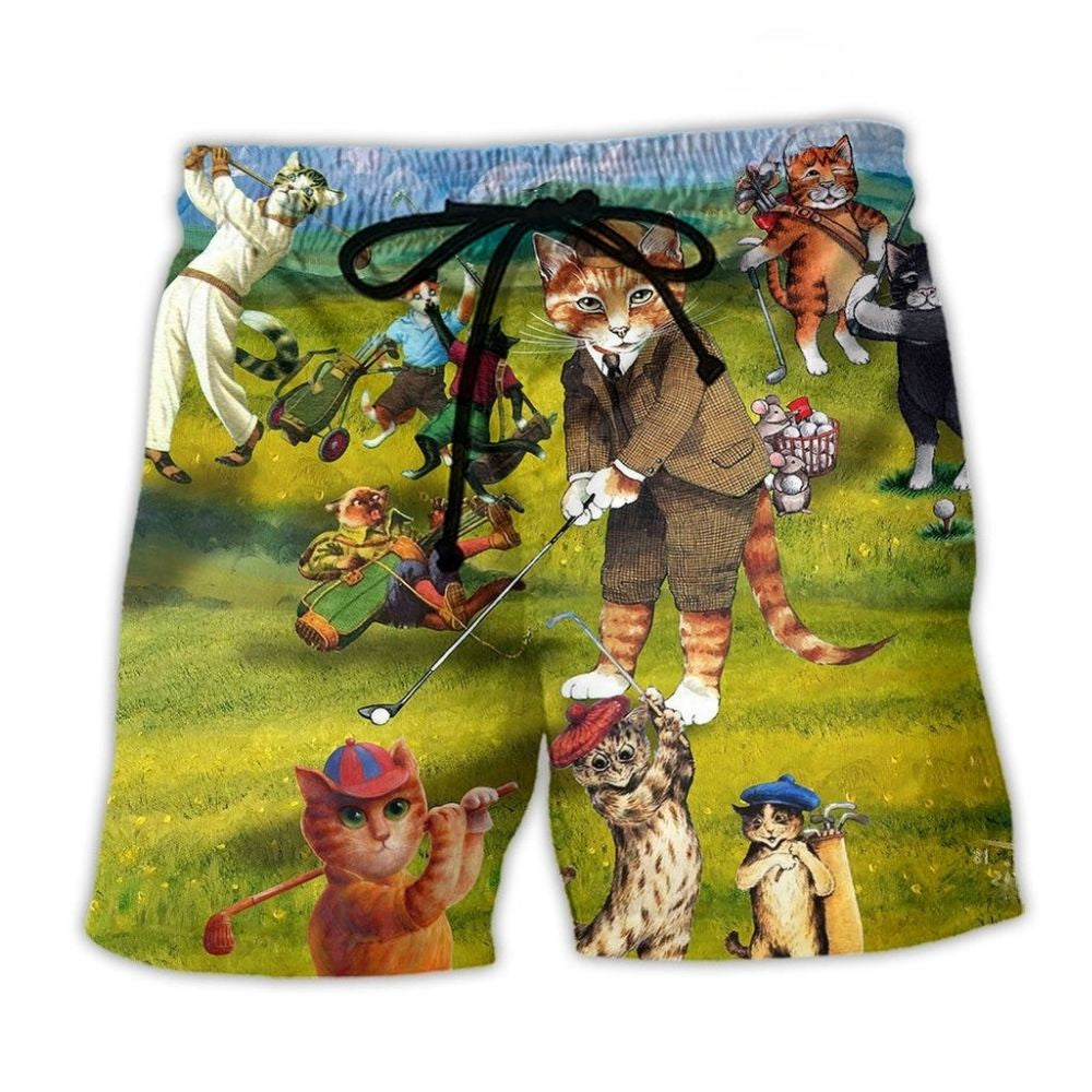 Cat Golfer Funny Style – Beach Short
