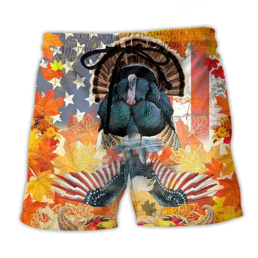 Thanksgiving Happy Turkey Autumn - Beach Short