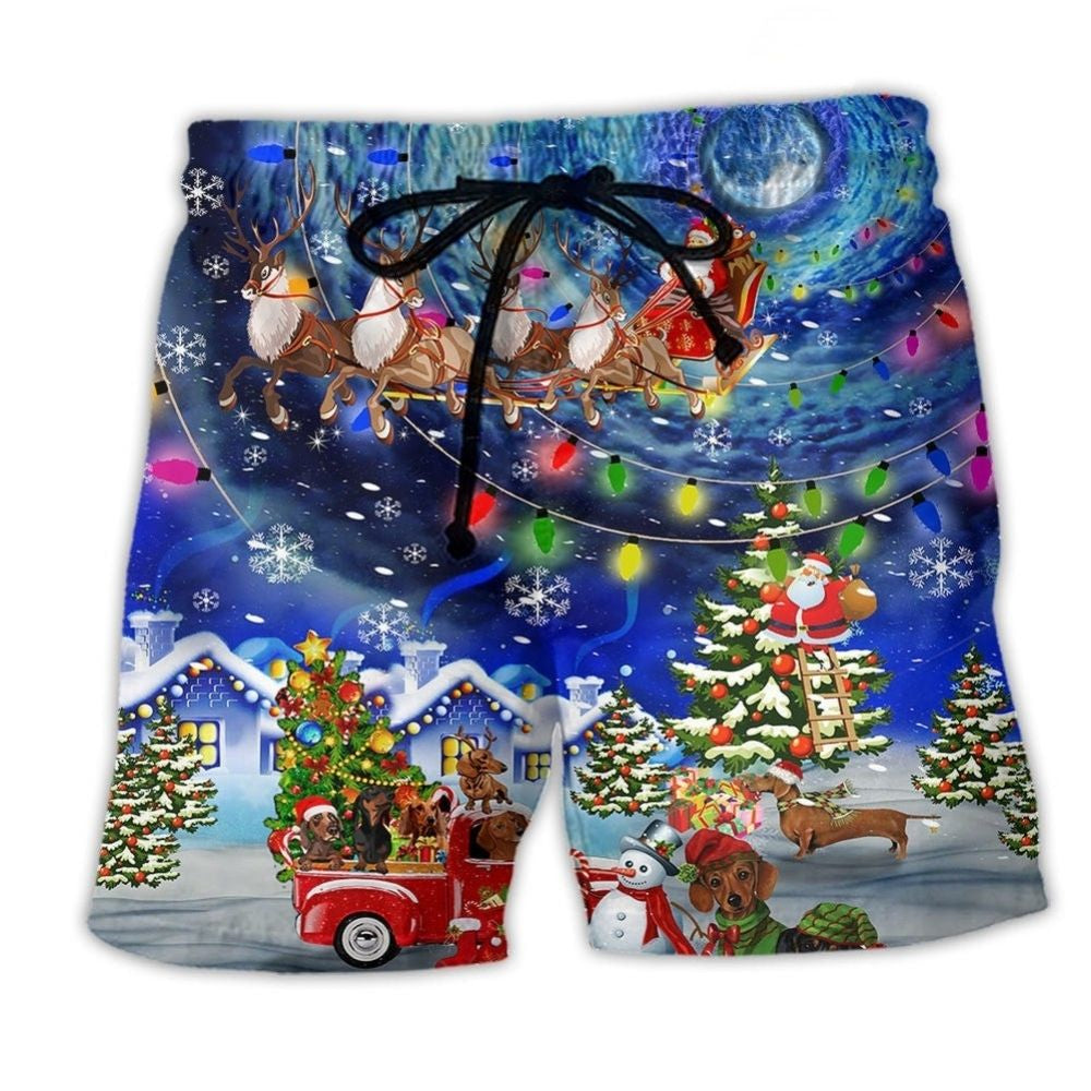 Dachshund Christmas Night – Beach Short