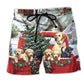 Christmas Dog Truck Homecoming Art – Beach Short