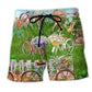 Floral Bicycle Love Art – Beach Short