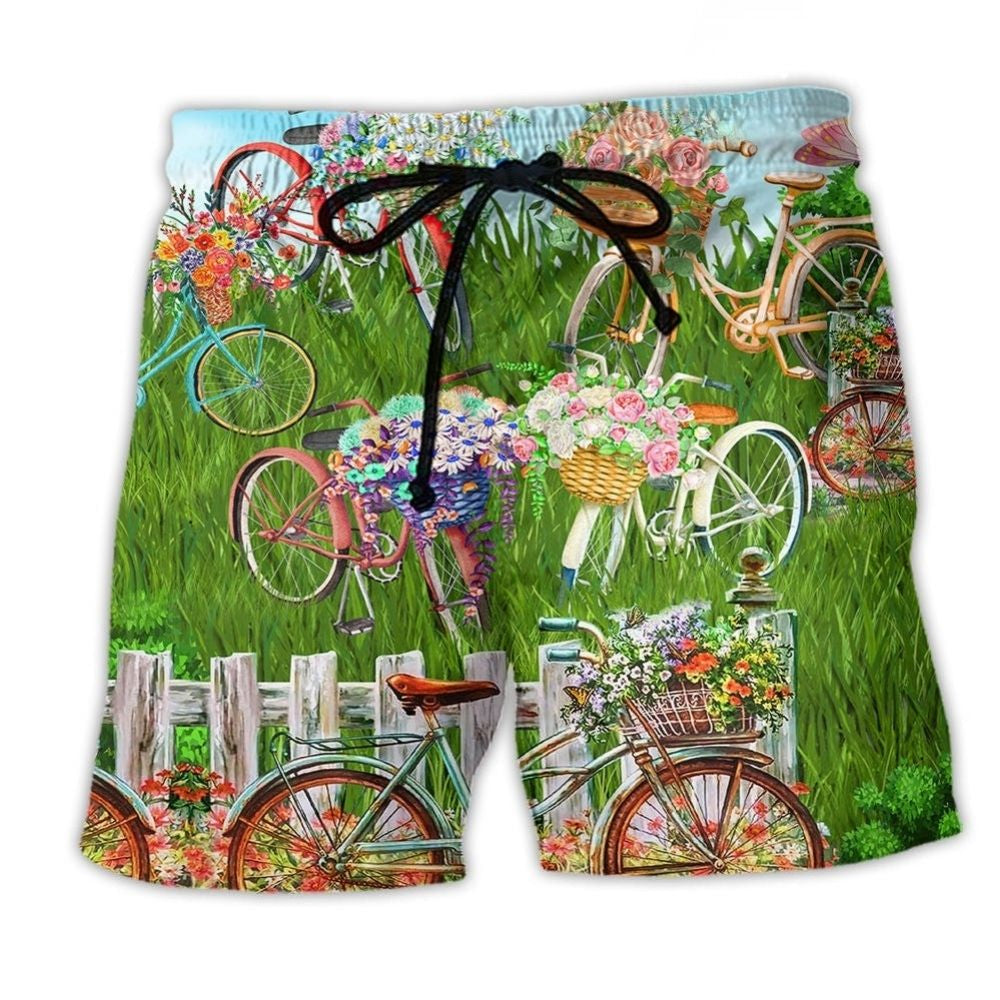 Floral Bicycle Love Art – Beach Short
