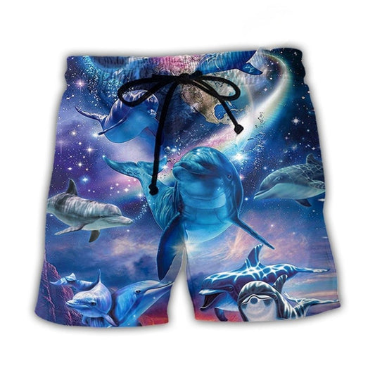 Dolphin Galaxy Blue Glow Fantasy Art – Beach Short